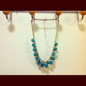 Teal bubble statement necklace